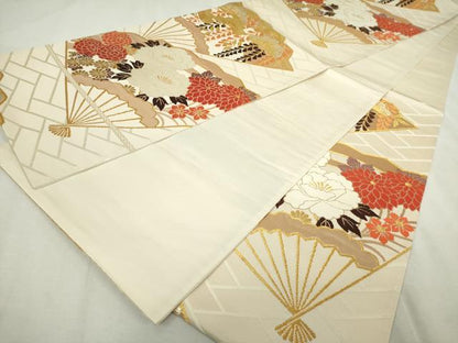 平和屋着物◎六通柄袋帯　桧垣寿扇文　金糸　正絹　逸品　DABJ4182cd