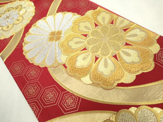 平和屋着物◎六通柄袋帯　花丸文　金銀糸　正絹　逸品　DABJ4169cd