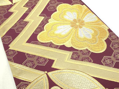 平和屋着物◎六通柄袋帯　松皮菱花文　金銀糸　正絹　逸品　DABJ4150cd