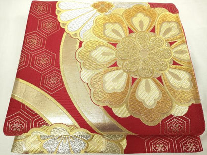 平和屋着物◎六通柄袋帯　花丸文　金銀糸　正絹　逸品　DABJ4169cd