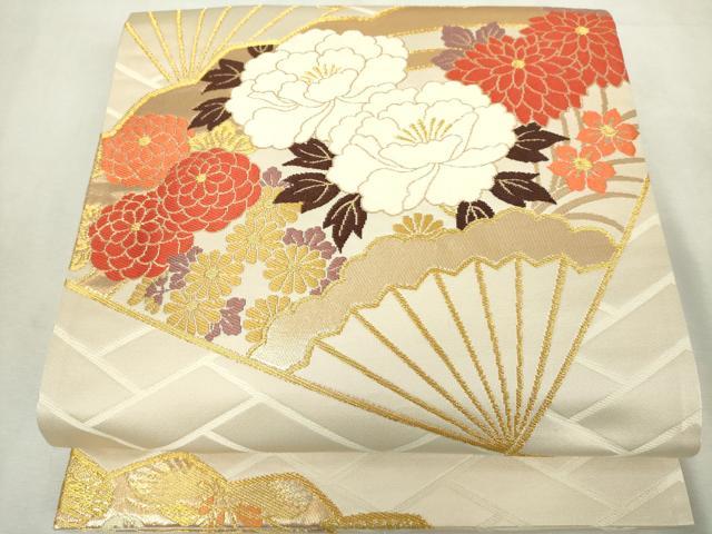 平和屋着物◎六通柄袋帯　桧垣寿扇文　金糸　正絹　逸品　DABJ4182cd