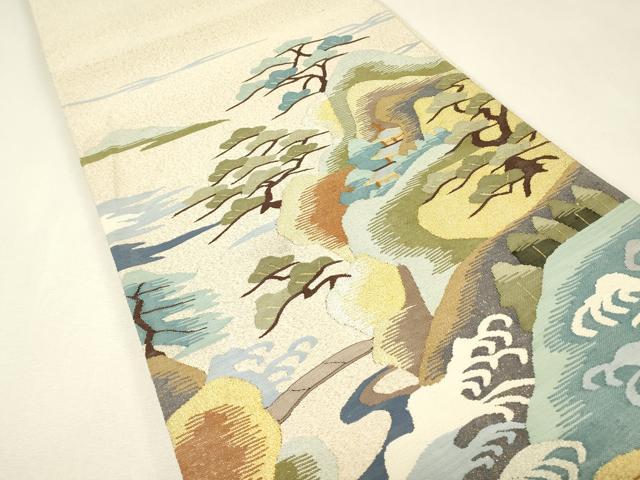 平和屋着物●爪掻き本綴れ　六通柄袋帯　風景松文　金銀糸　正絹　逸品　DABJ1259az
