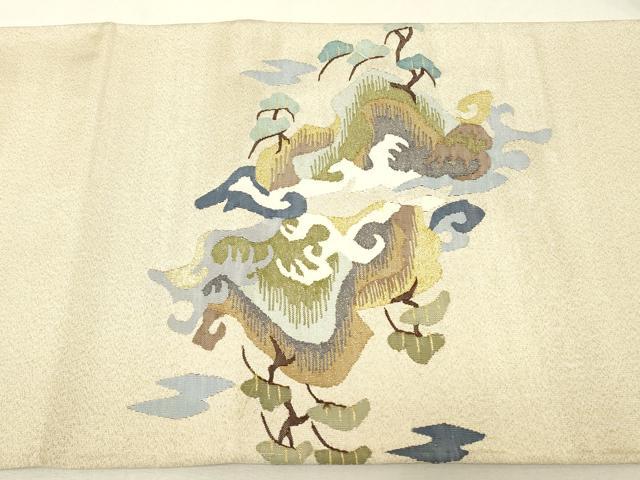 平和屋着物●爪掻き本綴れ　六通柄袋帯　風景松文　金銀糸　正絹　逸品　DABJ1259az