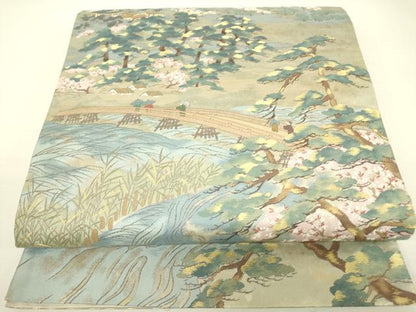 平和屋着物▼六通柄袋帯　春輝映香文　金糸　引箔　正絹　逸品　DABJ1277az