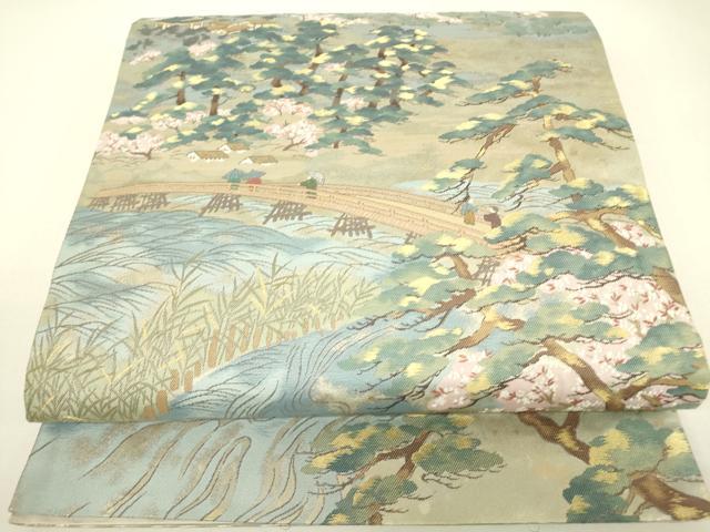 平和屋着物▼六通柄袋帯　春輝映香文　金糸　引箔　正絹　逸品　DABJ1277az