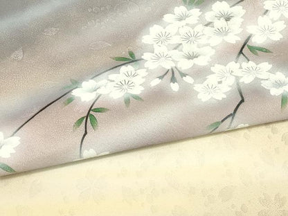 平和屋着物▼太鼓柄袋帯　枝桜文　手描き　銀糸　さが美扱い　正絹　逸品　DABJ1275az