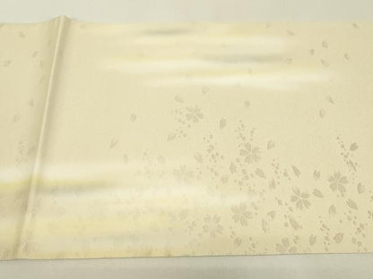平和屋着物▼太鼓柄袋帯　枝桜文　手描き　銀糸　さが美扱い　正絹　逸品　DABJ1275az