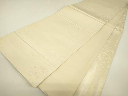 平和屋着物▼太鼓柄袋帯　枝桜文　手描き　銀糸　さが美扱い　正絹　逸品　DABJ1275az