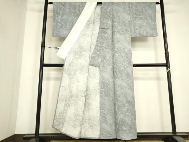 平和屋着物▽上質な小紋　単衣　霞花文　正絹　逸品　DABJ1361az