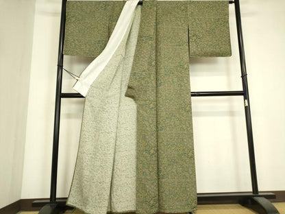 平和屋着物▽上質な小紋　単衣　更紗花文　正絹　逸品　未使用　DABJ1368az