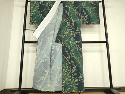 平和屋着物▽小紋　単衣　萩文　洗える着物　DABJ1356az