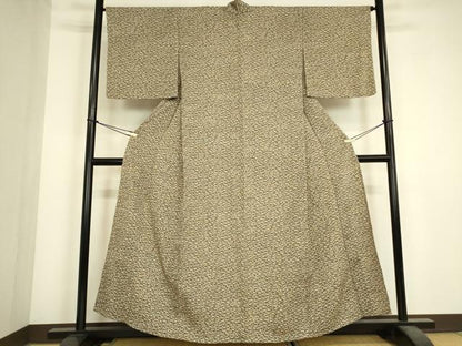 平和屋着物▽上質な小紋　単衣　石畳文　正絹　逸品　DABJ1365az