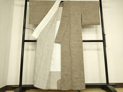 平和屋着物▽上質な小紋　単衣　石畳文　正絹　逸品　DABJ1365az