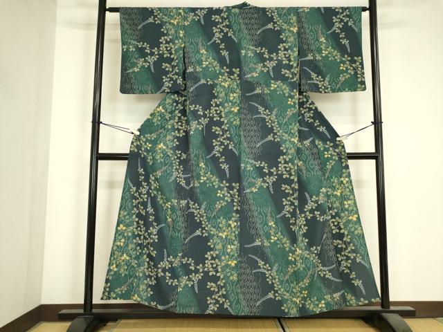 平和屋着物▽小紋　単衣　萩文　洗える着物　DABJ1356az