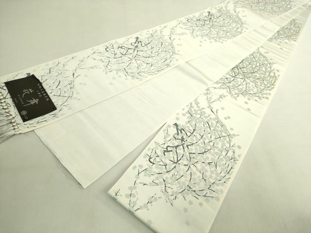 平和屋着物●極上　本場筑前博多織　半幅帯　花舞　二重浮　森博多織　証紙付き　逸品　未使用　DZAB9618kh6