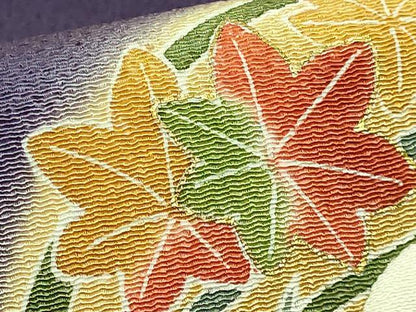 平和屋本店●極上　人形作家・ホリヒロシ　九寸名古屋帯　押し絵　貼り絵　兎　紫紺色地　金彩　鬼しぼ縮緬　逸品　DZAB9637kh6