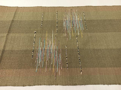 平和屋着物●八寸名古屋帯　霞文　金糸　鶸茶色　正絹　逸品　CABL0334vp