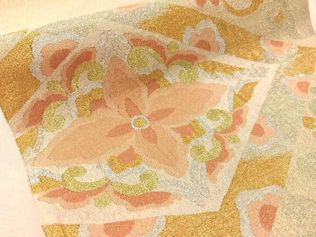 平和屋着物●爪掻き本綴れ　八寸名古屋帯　花菱文　金銀糸　正絹　逸品　未使用　CABL0379vp