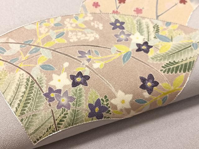 平和屋着物●九寸開き名古屋帯　駒刺繍　地紙花文　銀通し地　正絹　逸品　CABL0380vp