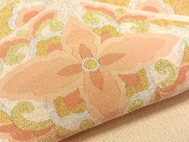 平和屋着物●爪掻き本綴れ　八寸名古屋帯　花菱文　金銀糸　正絹　逸品　未使用　CABL0379vp