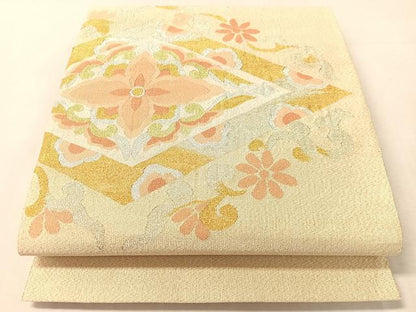平和屋着物●爪掻き本綴れ　八寸名古屋帯　花菱文　金銀糸　正絹　逸品　未使用　CABL0379vp
