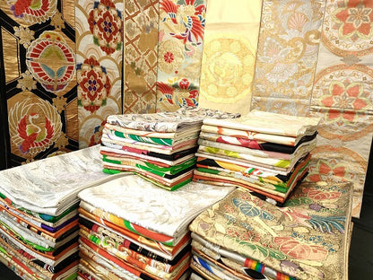 平和屋本店■袋帯 西陣 まとめて100点 向かい鳳凰 鶴 向かい蝶 風景 更紗 花柄 宝相華 佐賀錦 金銀糸 など 未使用品あり 全て正絹 se4222