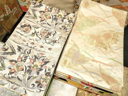 平和屋本店■袋帯 西陣 まとめて100点 向かい鳳凰 鶴 向かい蝶 風景 更紗 花柄 宝相華 佐賀錦 金銀糸 など 未使用品あり 全て正絹 se4222