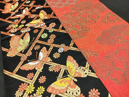 平和屋本店■子供帯 まとめて 35点 向かい鶴 孔雀 蝶 花柄 七宝 アンティーク 佐賀錦 金銀糸 など 着用可能多数 未使用品あり mmm1401