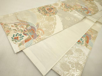 平和屋本店▼六通柄袋帯　唐織　鳳凰正倉院花文　本金二重箔　正絹　逸品　未使用　DABI7740fe
