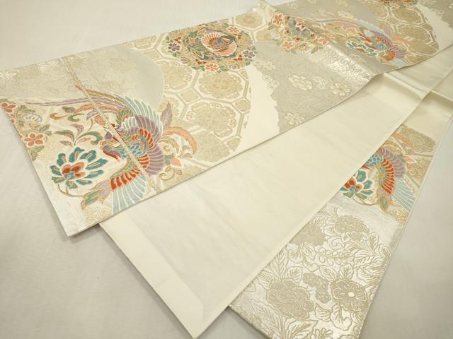 平和屋本店▼六通柄袋帯　唐織　鳳凰正倉院花文　本金二重箔　正絹　逸品　未使用　DABI7740fe