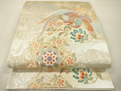 平和屋本店▼六通柄袋帯　唐織　鳳凰正倉院花文　本金二重箔　正絹　逸品　未使用　DABI7740fe