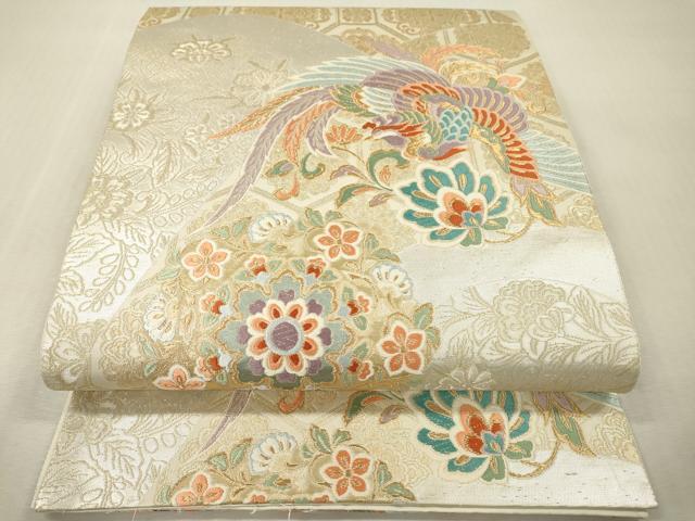 平和屋本店▼六通柄袋帯　唐織　鳳凰正倉院花文　本金二重箔　正絹　逸品　未使用　DABI7740fe