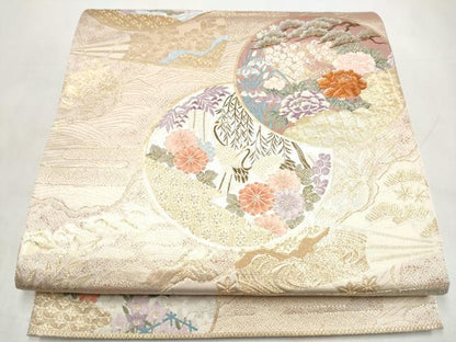 平和屋本店▼六通柄袋帯　唐織　優美宝飾文　純金箔二重織九百錦　正絹　逸品　CABL4945hy