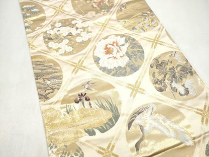 平和屋本店▼西陣　全通柄袋帯　傘松閣天井絵　証紙付き　正絹　逸品　CABL4972hy