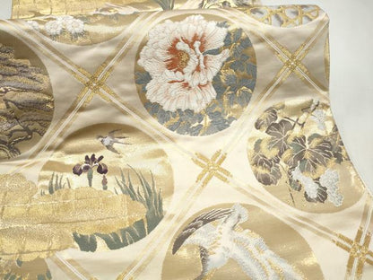 平和屋本店▼西陣　全通柄袋帯　傘松閣天井絵　証紙付き　正絹　逸品　CABL4972hy