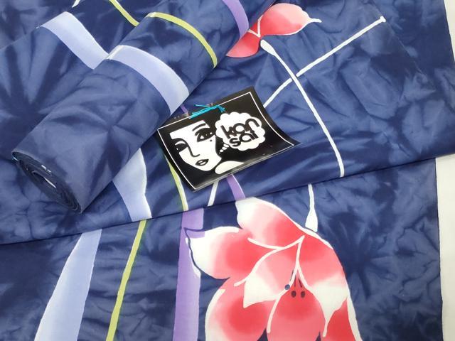 平和屋着物＊夏物　世界的ファッションデザイナー　山本寛斎　kansaiブランド　浴衣　反物　着尺　注染　舞花文 綿 逸品 未使用 DABJ0934zy