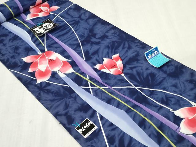 平和屋着物＊夏物　世界的ファッションデザイナー　山本寛斎　kansaiブランド　浴衣　反物　着尺　注染　舞花文 綿 逸品 未使用 DABJ0934zy