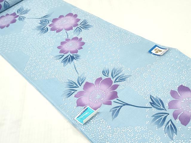 平和屋着物＊夏物　浴衣　反物　着尺　注染　綿絽　草花文　綿　逸品　未使用　DABJ0993zy