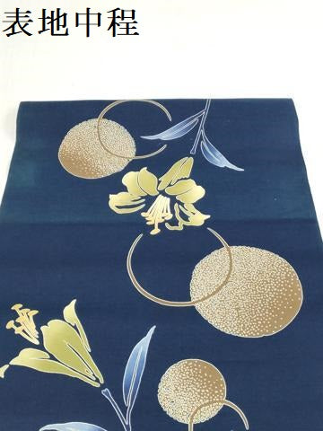 平和屋着物＊夏物　浴衣　反物　着尺　注染　百合　ゆり　綿　逸品　未使用　DABJ0926zy
