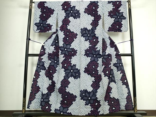 平和屋着物∴夏物　浴衣　有松鳴海絞り　花繋ぎ　綿　逸品　DABJ4236cd