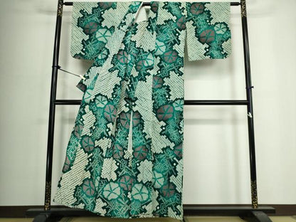 平和屋着物∴夏物　浴衣　有松鳴海絞り　籬花文　綿　逸品　DABJ4222cd