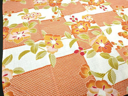 平和屋着物∴夏物　浴衣・帯セット　草花文　日本製　綿　逸品　DABJ4218cd