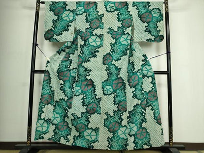 平和屋着物∴夏物　浴衣　有松鳴海絞り　籬花文　綿　逸品　DABJ4222cd