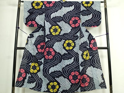 平和屋着物∴夏物　浴衣　有松鳴海絞り　流水花文　綿　逸品　DABJ4254cd