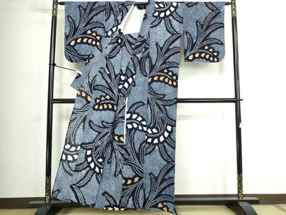 平和屋着物∴夏物　浴衣　有松鳴海絞り　草葉文　綿　逸品　未使用　DABJ4255cd