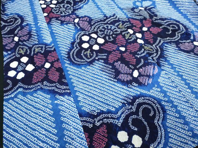 平和屋着物∴夏物　浴衣　有松鳴海絞り　花蝶文　綿　逸品　DABJ4245cd