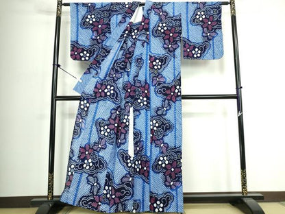 平和屋着物∴夏物　浴衣　有松鳴海絞り　花蝶文　綿　逸品　DABJ4245cd