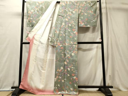 平和屋着物■上質な小紋　草花文　金彩　正絹　逸品　未使用　CABL0672oy