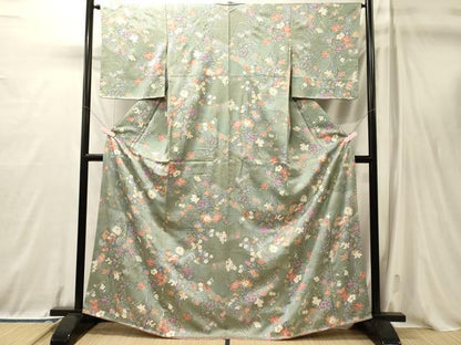 平和屋着物■上質な小紋　草花文　金彩　正絹　逸品　未使用　CABL0672oy