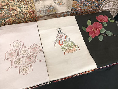 平和屋着物■名古屋帯 まとめて100点 鶴 人物 能 鶴亀 蝶 風景 花柄 正倉院 型染め 駒刺繍 金彩 金銀糸 など 未使用品有 全て正絹 mmm1411